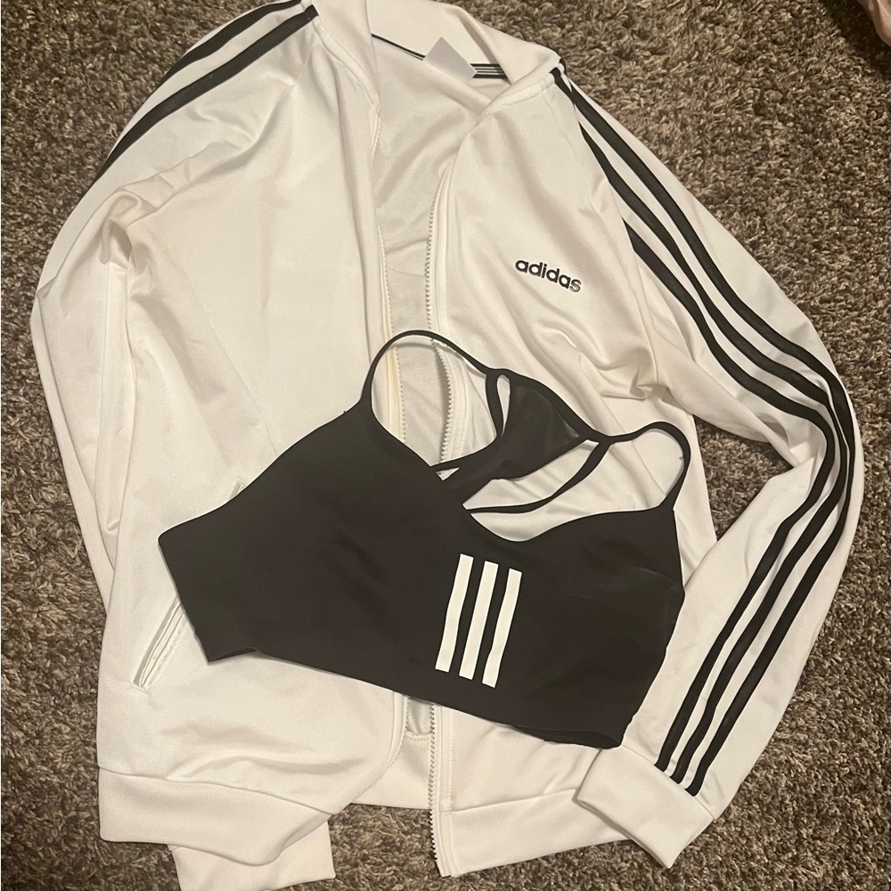 Adidas track jacket and sports bra
